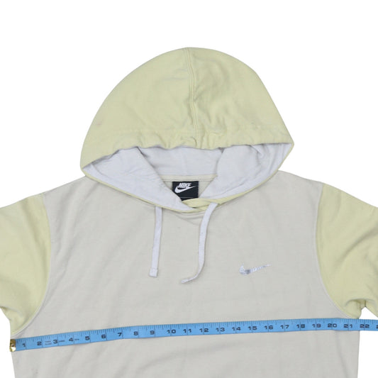 Nike Women Beige & Yellow Pullover Hoodie Small Cotton Blend
