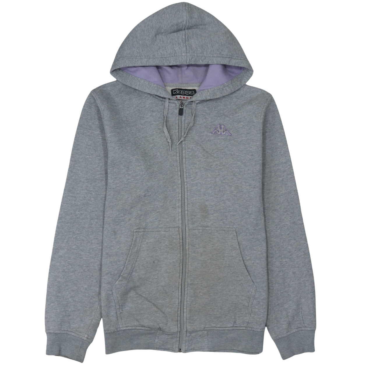 Kappa Men’s Grey Full Zip Hoodie Large Embroidered Logo Sportswear