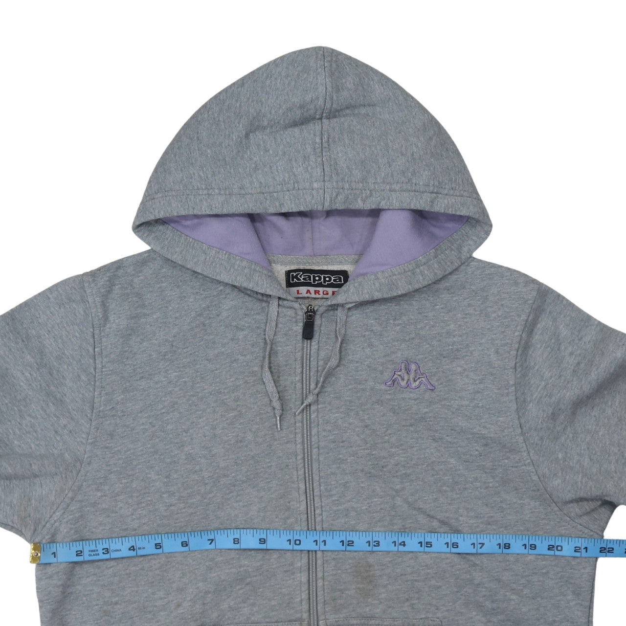 Kappa Men’s Grey Full Zip Hoodie Large Embroidered Logo Sportswear
