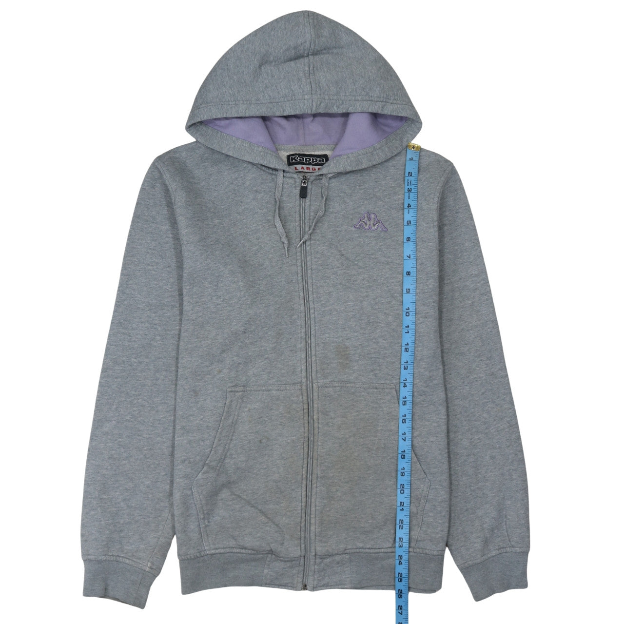 Kappa Men’s Grey Full Zip Hoodie Large Embroidered Logo Sportswear