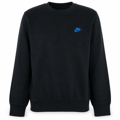 Front view of Nike Men's Black Crew Neck Fleece Sweatshirt Small Regular Fit
