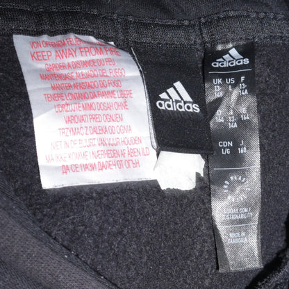 Adidas Boys Black Pullover Hoodie - Size 13-14 Years Cotton Blend
