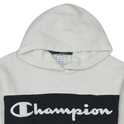 Champion Women's White Pullover Hoodie Medium Fleece Logo Sweatshirt