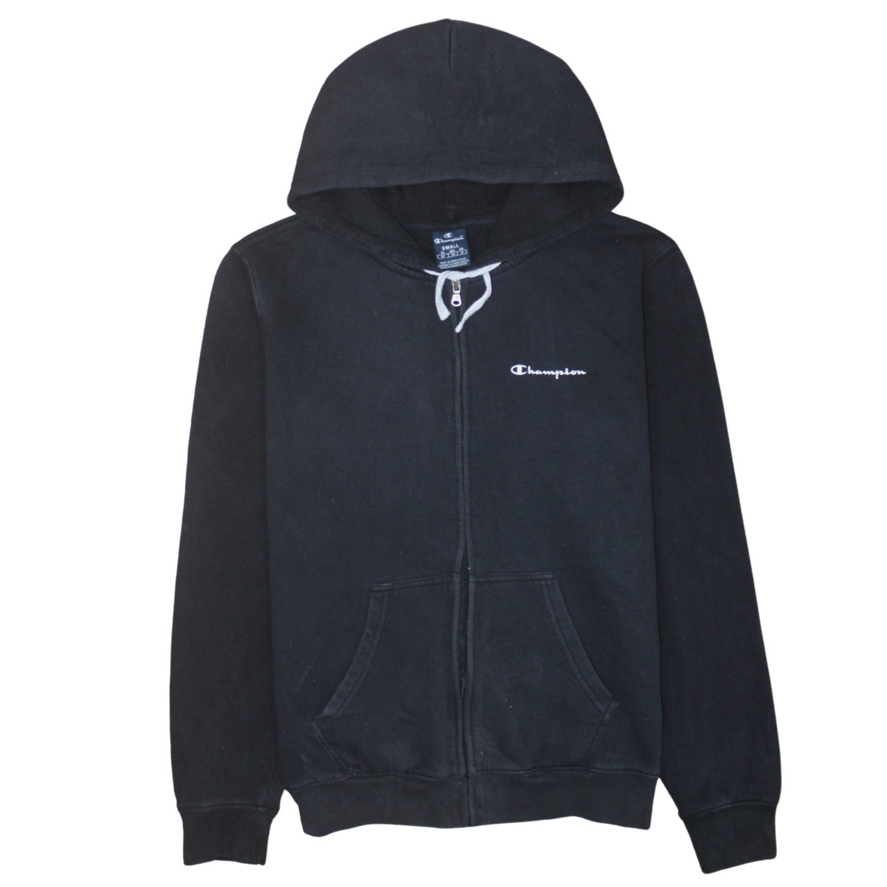 Champion Men's Black Small Full Zip Hoodie Fleece Sweatshirt