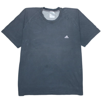 Adidas Men Grey Crew Neck Short Sleeve Cotton Sports T-Shirt L