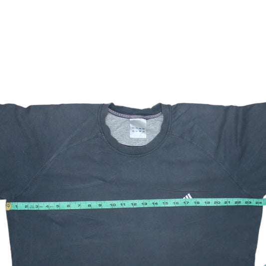 Adidas Men Grey Crew Neck Short Sleeve Cotton Sports T-Shirt L