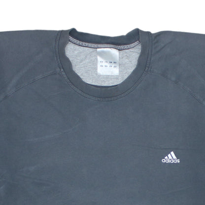 Adidas Men Grey Crew Neck Short Sleeve Cotton Sports T-Shirt L