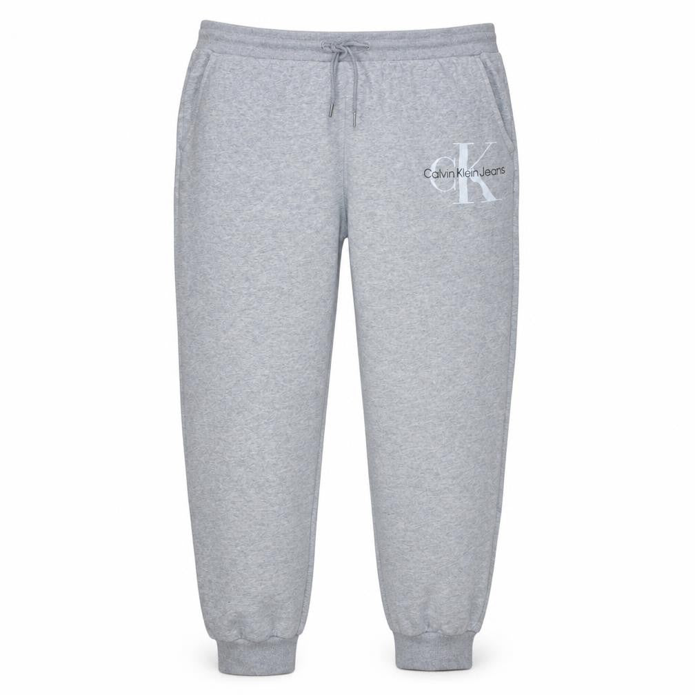 Front view of Calvin Klein Jeans Men's Grey 2XL Sweatpants Regular Fit Tapered