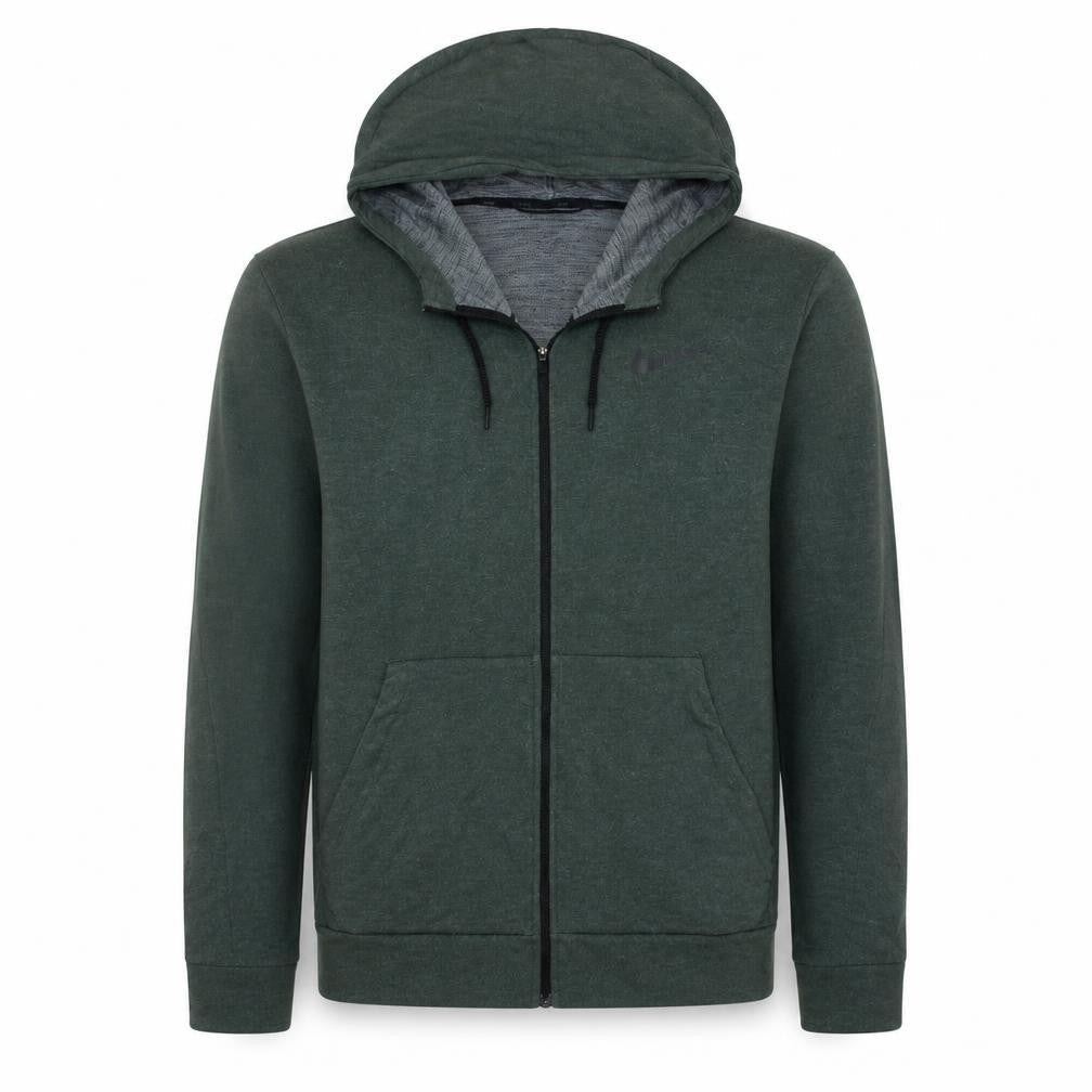 Front view of Nike Men's Green Dri-FIT Full Zip Hoodie, size M, Lightweight Sportswear