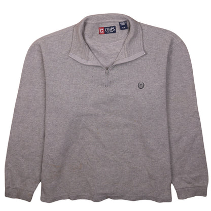 Chaps Men's Grey 1/4 Zip Cotton Sweatshirt Size L Regular Fit