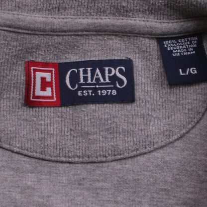 Chaps Men's Grey 1/4 Zip Cotton Sweatshirt Size L Regular Fit