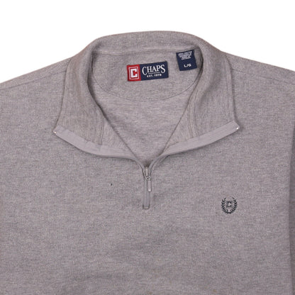 Chaps Men's Grey 1/4 Zip Cotton Sweatshirt Size L Regular Fit