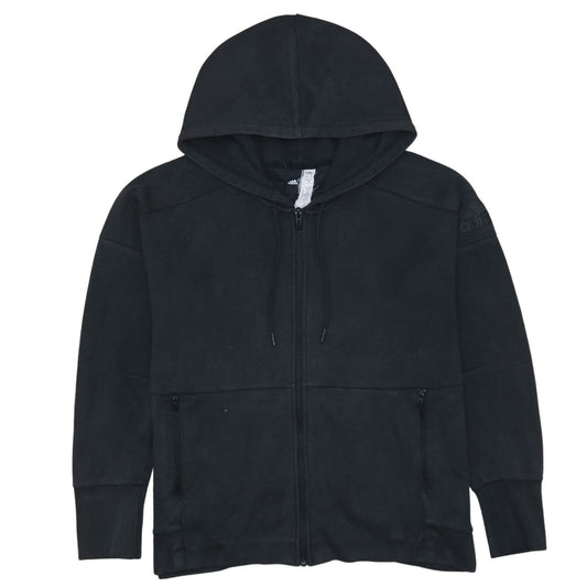 Adidas Women’s Black Full Zip Hoodie XL Relaxed Fit Casual Sweatshirt