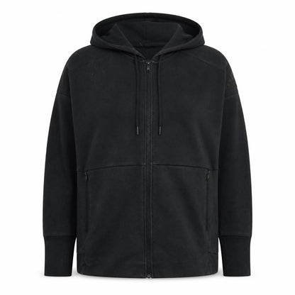 Front view of Adidas Women’s Black Full Zip Hoodie XL Relaxed Fit Casual Sweatshirt