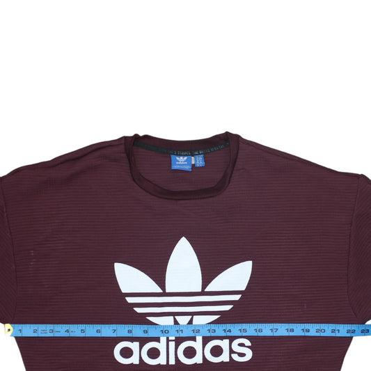 Adidas Womens Burgundy Crew Neck Long Sleeve Sweatshirt Size 10