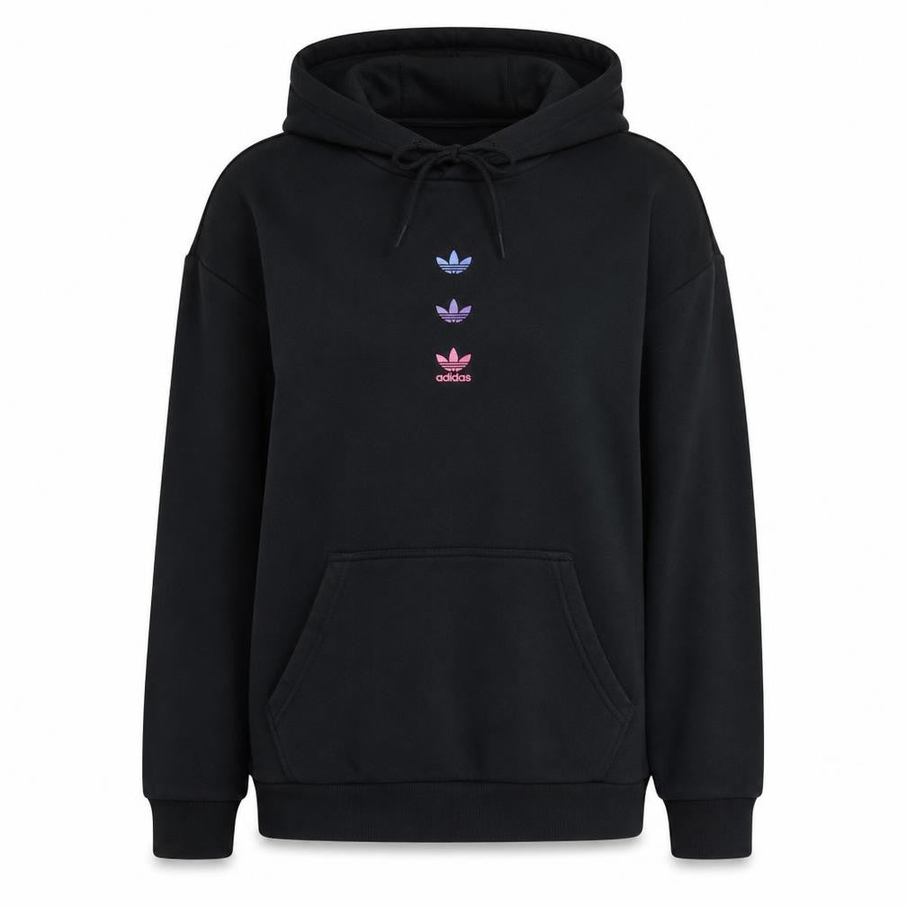 Adidas Womens Black Hooded Pullover Sweatshirt Size 10 Classic Fit