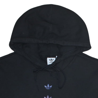 Adidas Womens Black Hooded Pullover Sweatshirt Size 10 Classic Fit