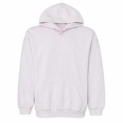 Front view of Adidas women’s pink pullover hoodie, size UK 14, logo hooded sweatshirt