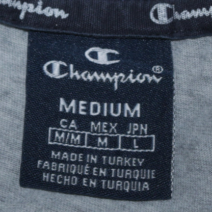 Champion Men's Grey Colourblock Logo Crew Neck Cotton T-Shirt M