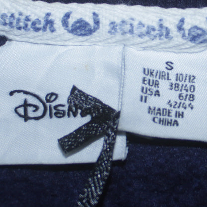Disney Womens Navy Blue Stitch Sweatshirt Size S 10/12 Crew Neck