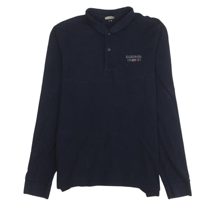 Napapijri Men's Blue Long Sleeve Cotton Polo Shirt Size L