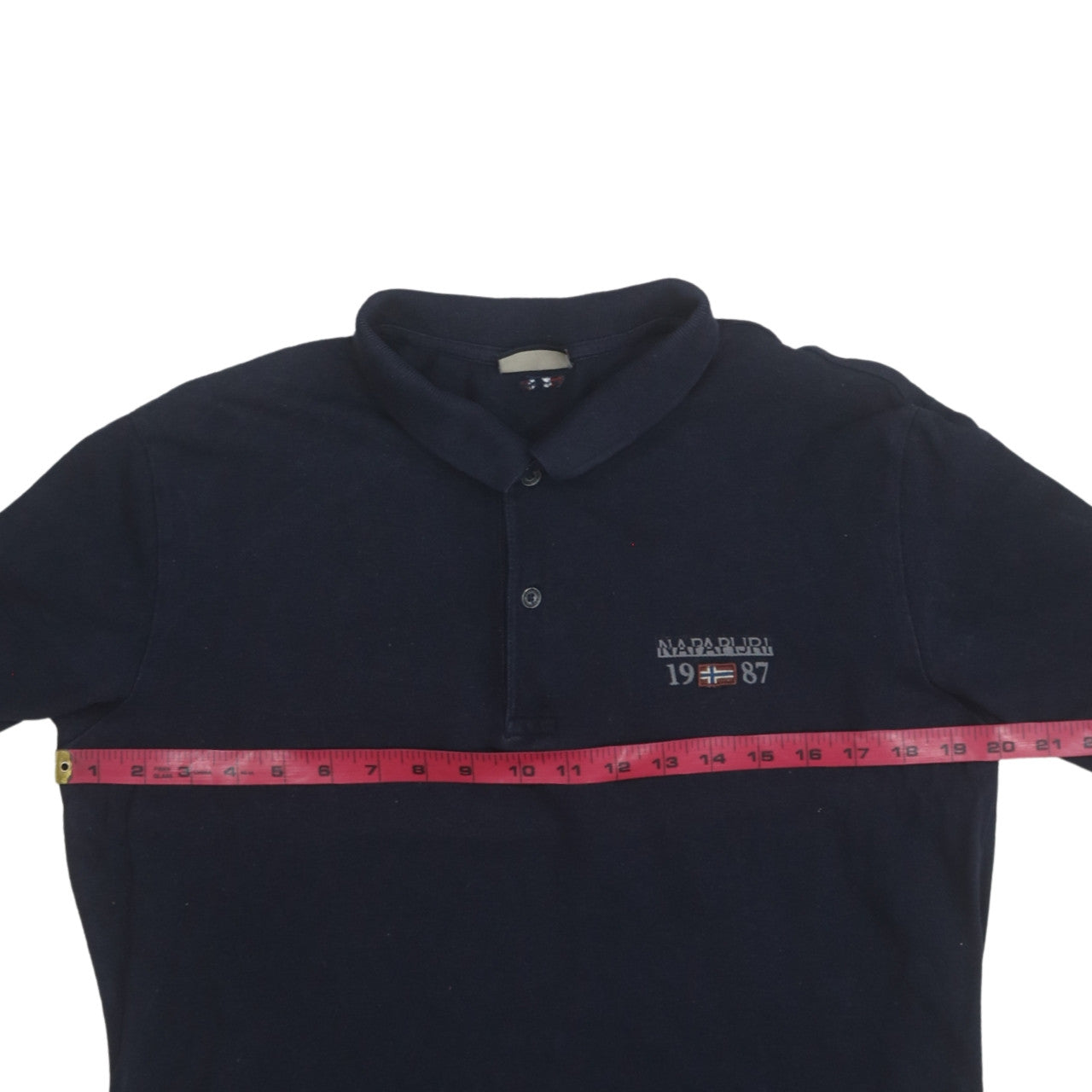 Napapijri Men's Blue Long Sleeve Cotton Polo Shirt Size L