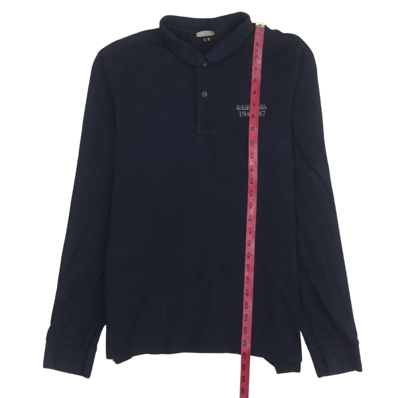 Napapijri Men's Blue Long Sleeve Cotton Polo Shirt Size L