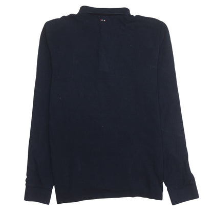 Napapijri Men's Blue Long Sleeve Cotton Polo Shirt Size L