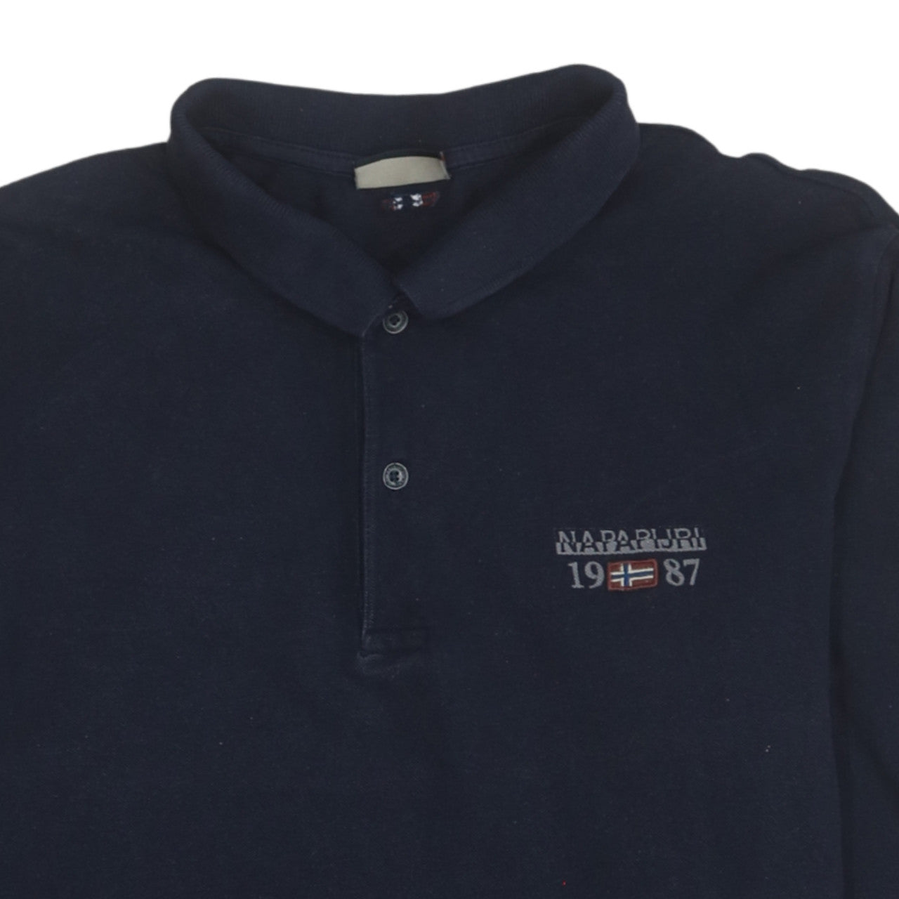 Napapijri Men's Blue Long Sleeve Cotton Polo Shirt Size L