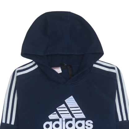 Adidas Boys Navy Blue Pullover Hoodie Sweatshirt 14 Years Logo Print