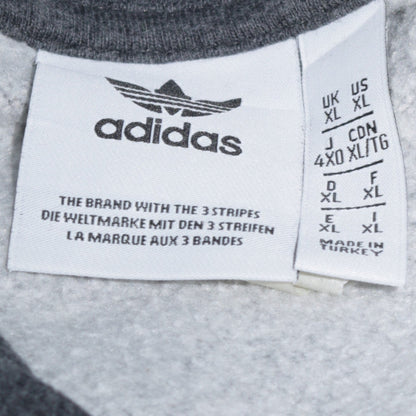 Adidas Men’s Grey XL Pullover Hoodie with Logo and Pockets