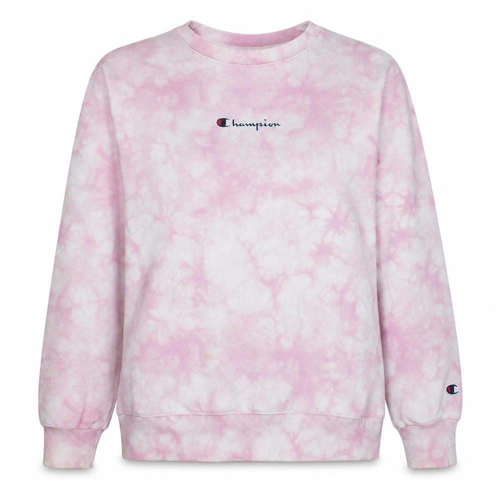 Champion Women Pink Tie Dye Pullover Sweatshirt Size L Cotton Blend
