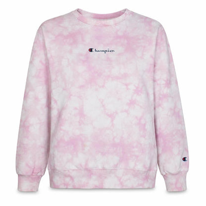 Champion Women Pink Tie Dye Pullover Sweatshirt Size L Cotton Blend