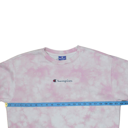 Champion Women Pink Tie Dye Pullover Sweatshirt Size L Cotton Blend