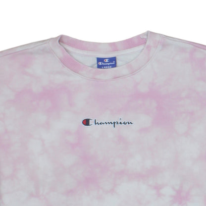 Champion Women Pink Tie Dye Pullover Sweatshirt Size L Cotton Blend