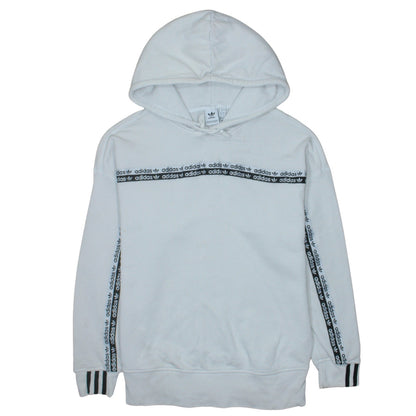 Adidas Womens White Pullover Hoodie Size 12 Long Sleeve Logo Design
