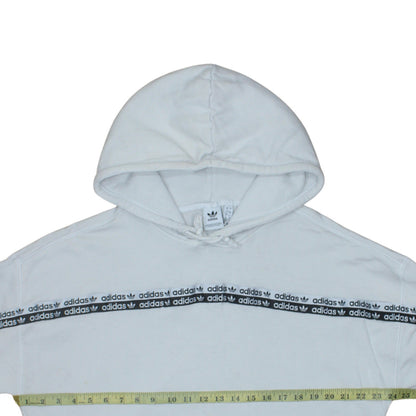 Adidas Womens White Pullover Hoodie Size 12 Long Sleeve Logo Design