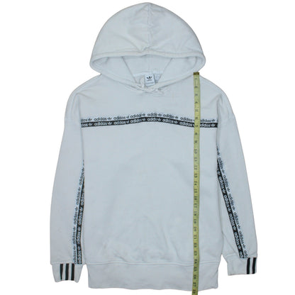Adidas Womens White Pullover Hoodie Size 12 Long Sleeve Logo Design