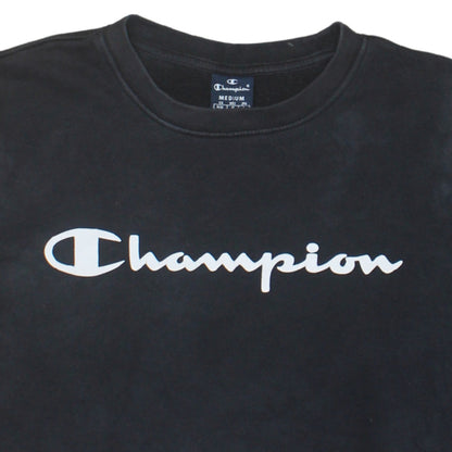 Champion Men's Black Medium Pullover Crew Neck Logo Sweatshirt