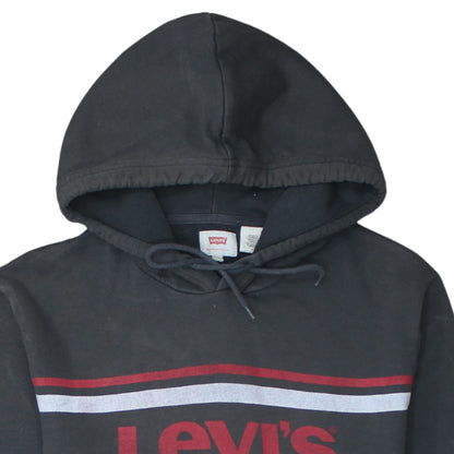 Levi's Men's Black Pullover Hoodie M Graphic Logo Cotton Fleece