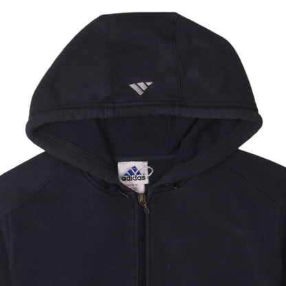 Adidas Womens Black Full Zip Hoodie Size M Classic Hooded Sweatshirt