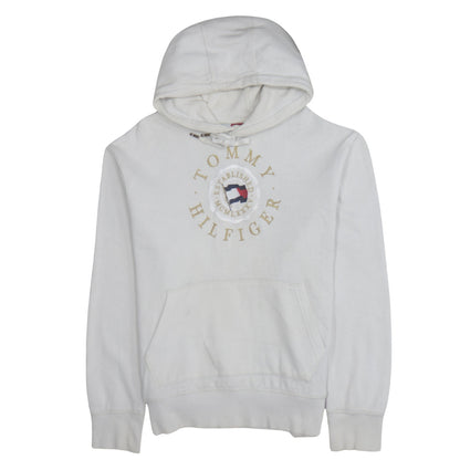 Tommy Hilfiger Men's White Pullover Hoodie L Regular Fit Cotton