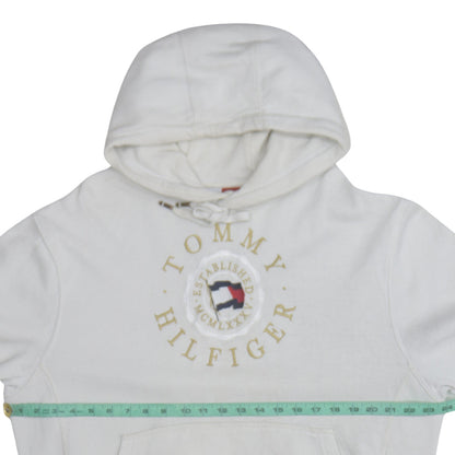 Tommy Hilfiger Men's White Pullover Hoodie L Regular Fit Cotton