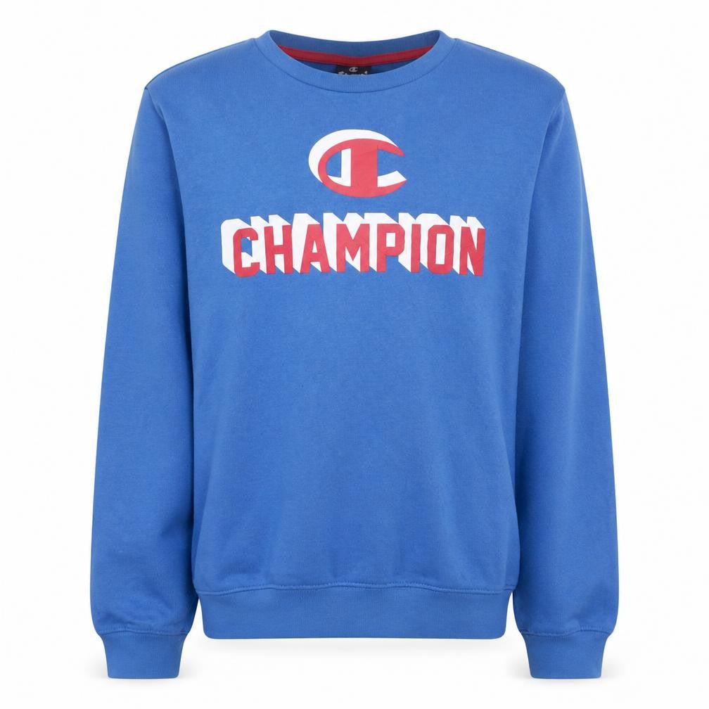 Front view of Champion boys’ blue 2xl pullover sweatshirt 15-16 years cotton blend logo print