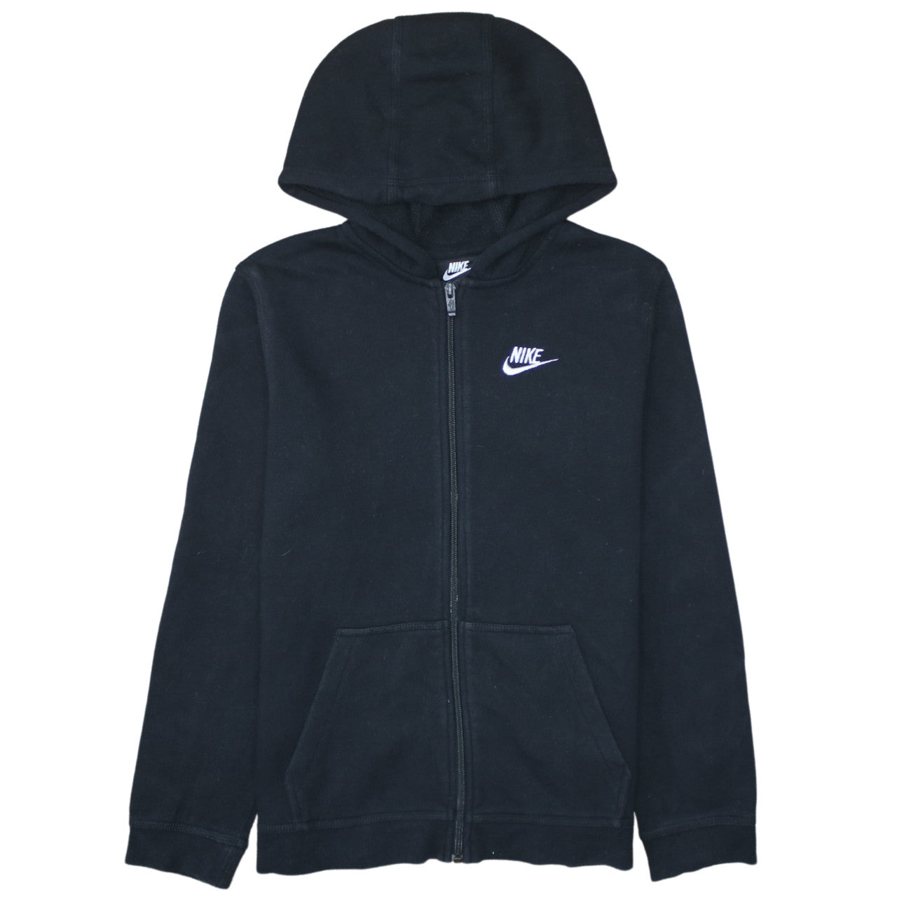 Nike Boys Black XL Full Zip Hoodie Sweatshirt Standard Fit Logo Detail