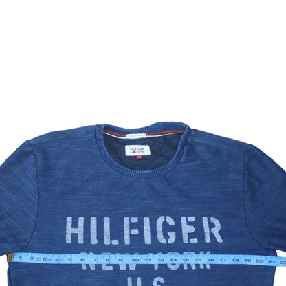 Hilfiger Denim Men's Blue Crew Neck Logo Sweatshirt Size L