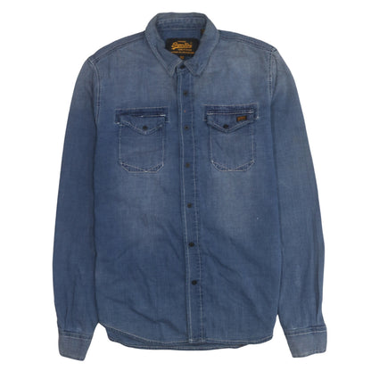 Superdry Men's Blue Denim Long Sleeve Button-Up Shirt M