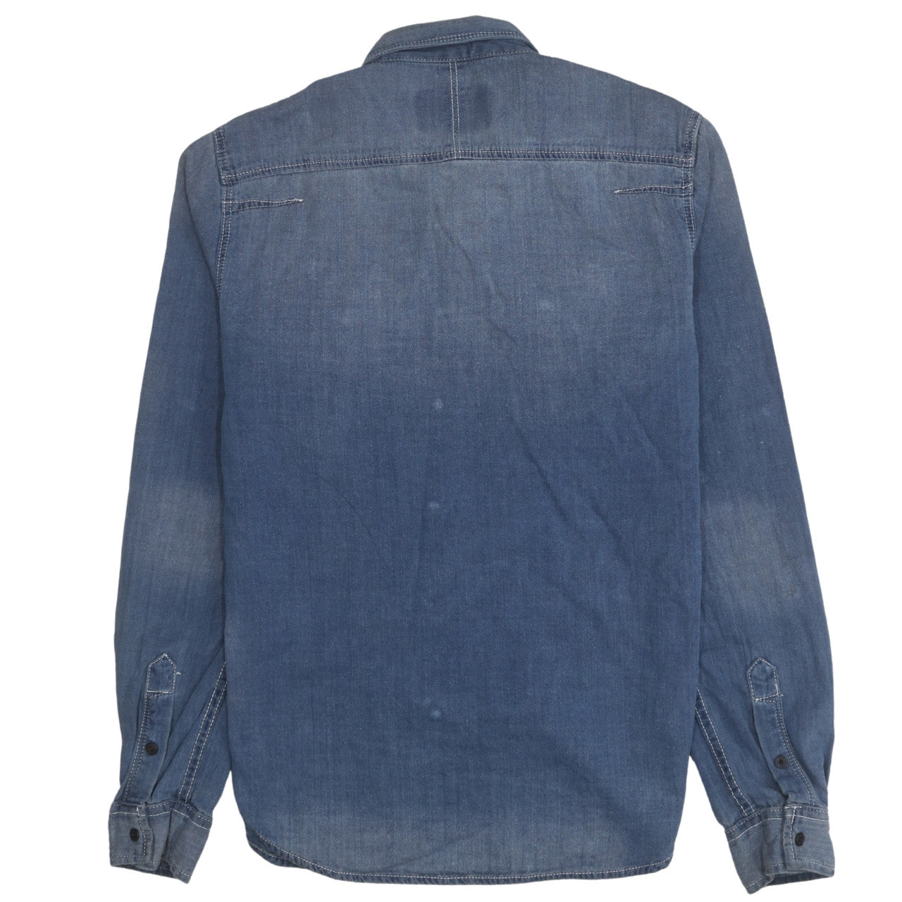 Superdry Men's Blue Denim Long Sleeve Button-Up Shirt M