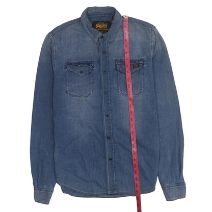 Superdry Men's Blue Denim Long Sleeve Button-Up Shirt M