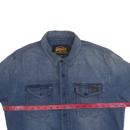 Superdry Men's Blue Denim Long Sleeve Button-Up Shirt M